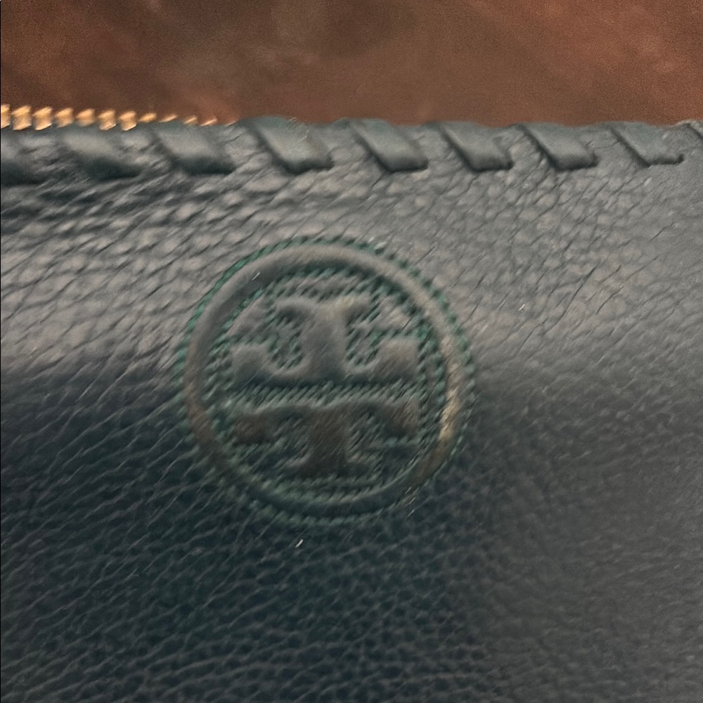 Tory Burch Teal Leather Marion Whipstitch Long Continental Zip Wallet - Picture 7 of 8